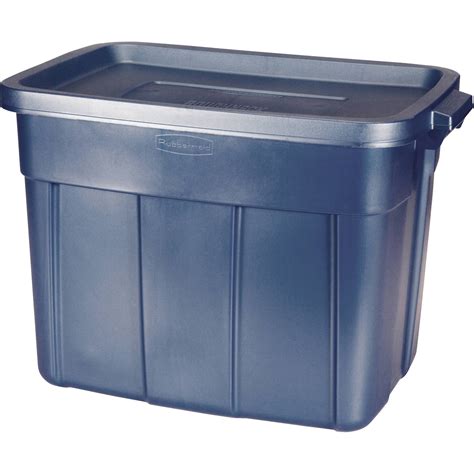 rubbermaid dark indigo metallic roughneck storage box|rubbermaid tote 18 gallon.